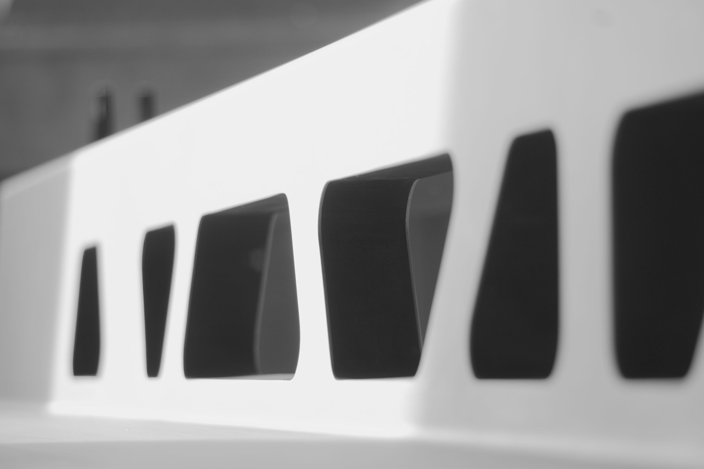 Close-up of the chassis side wall cutouts